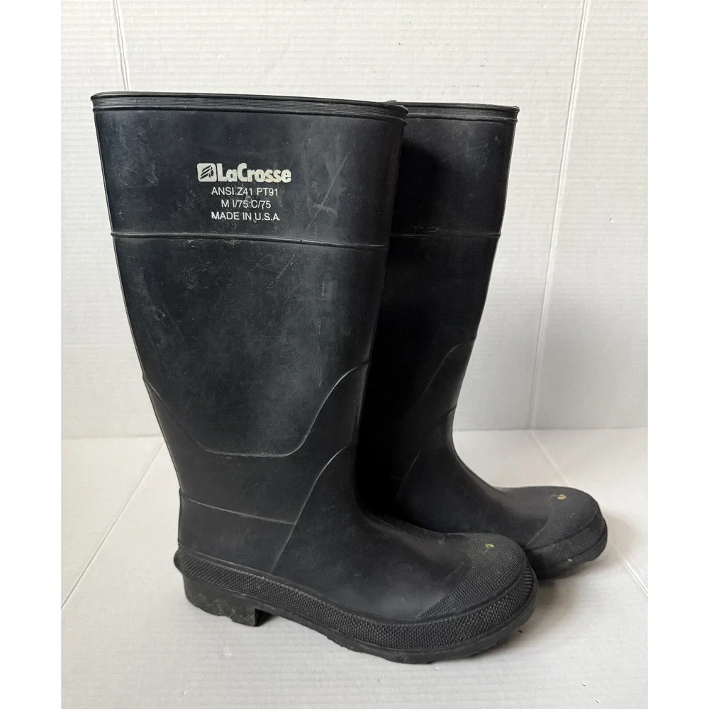 LaCrosse ANSI Z41 PT91 M I/75 C/75 Safety Rubber Work Boots Made In USA - Size 9